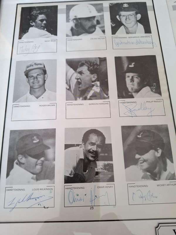 Cricket, Vrystaat, Hansie and the boys, 92/93 - Framed, Castle Cup Free State 12 original signatures