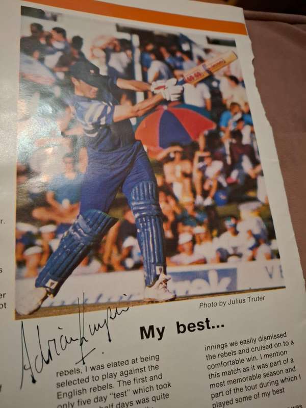 Adrian Kuiper, Bok cricketer, original autograph