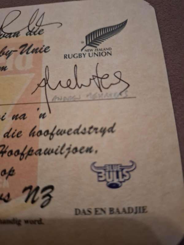 Rugby, Christian Cullen, Jeff Wilson, Andrew Mehrtens, Taine Randall original autographs