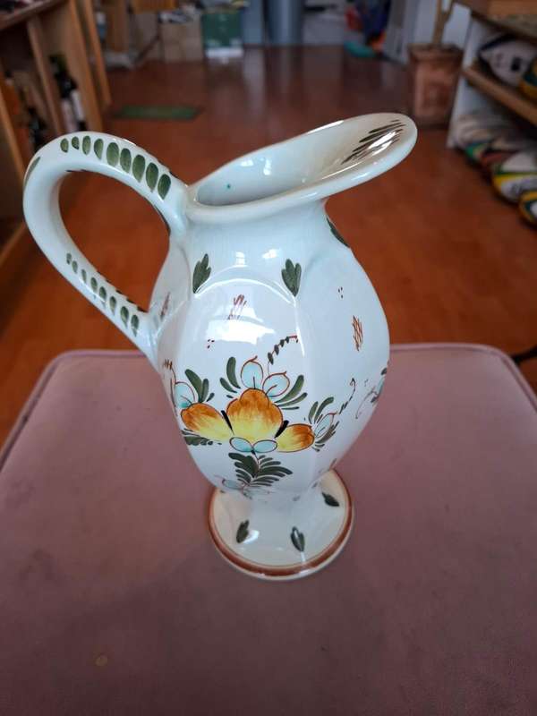 Vintage coloured Delft blue porcelain pitcher