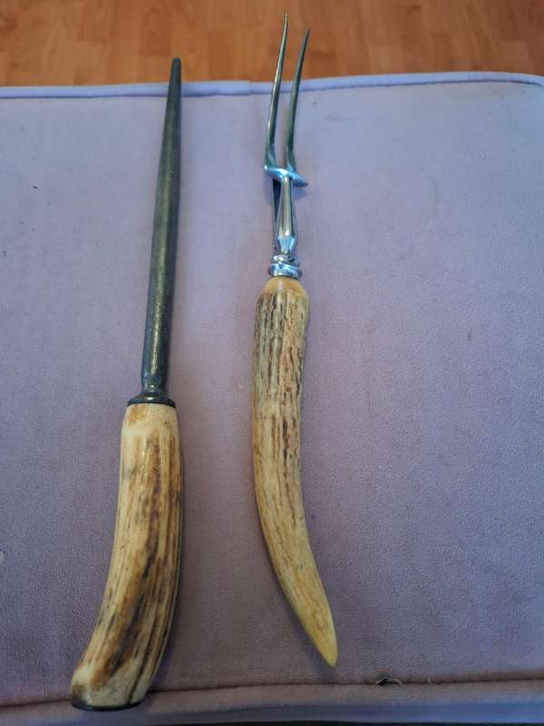 Knife Sharpener and Carving Fork (Antler handles)