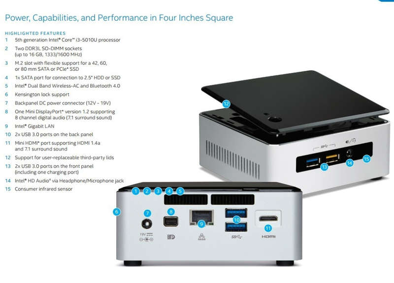 Intel NUC Mini-PC NUC5i3RYH | CORE i3 5010U 2.1GHz  DESKTOP PC