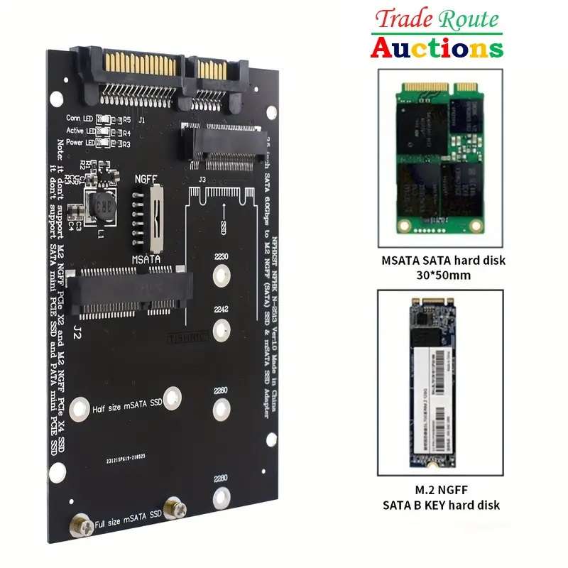 M.2 NGFF SSD or mSATA SSD to SATA III 7+15 Pin Adapter 2 in 1 Converter Card