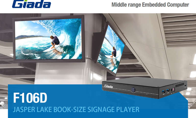 Giada F106D Mini PC Booksize, Fanless Player Support 4K Display 4GB/256GB