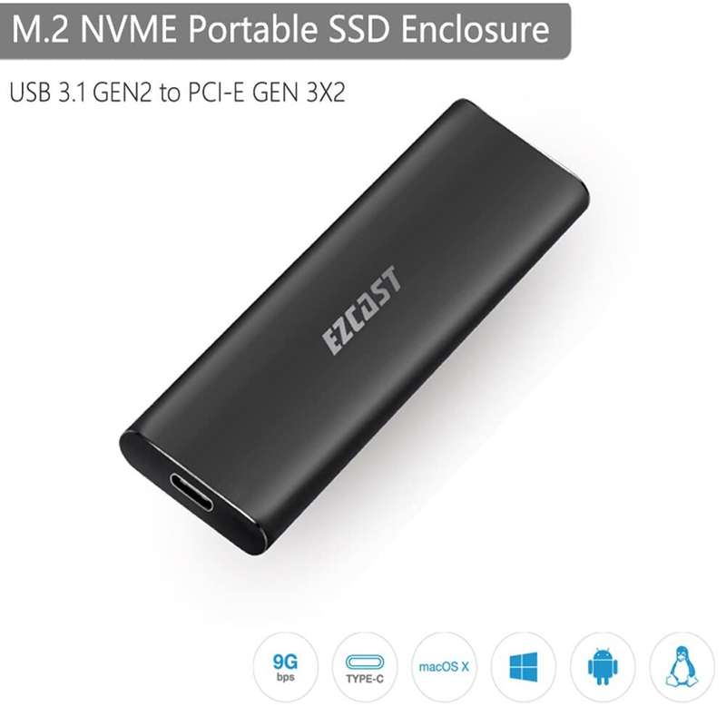 M.2 NVME Portable SSD Enclosure USB 2.1 GEN2 to PCI-E Gen 3X2