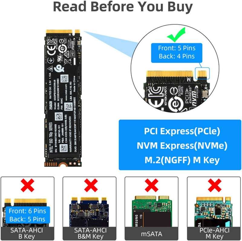M.2 NVME Portable SSD Enclosure USB 2.1 GEN2 to PCI-E Gen 3X2
