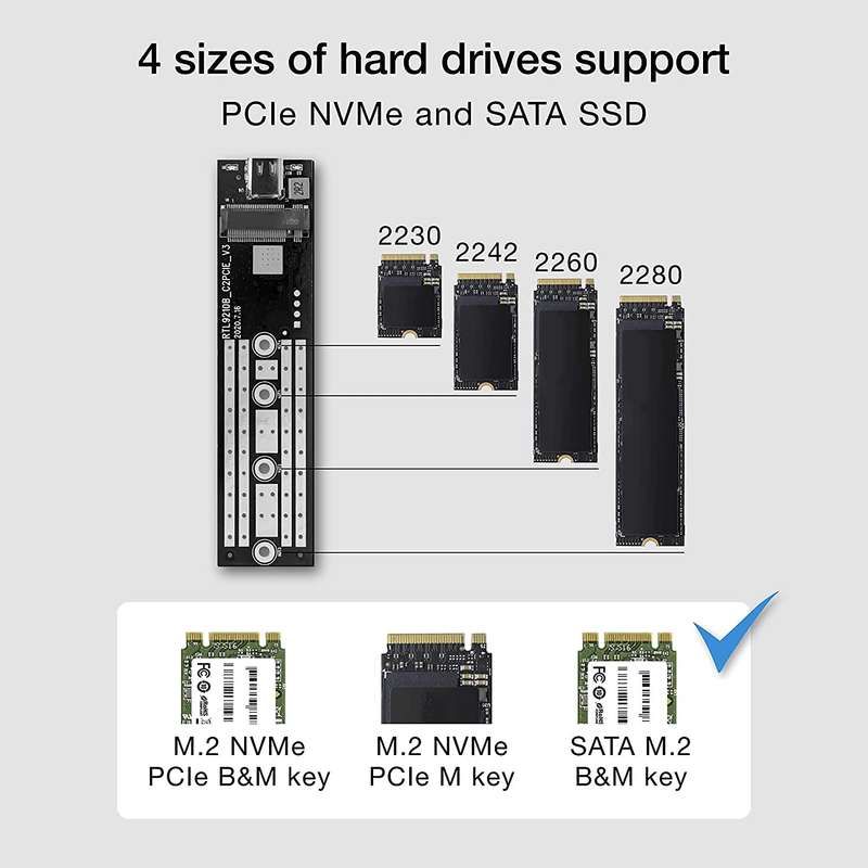 M.2 NVME Portable SSD Enclosure USB 2.1 GEN2 to PCI-E Gen 3X2