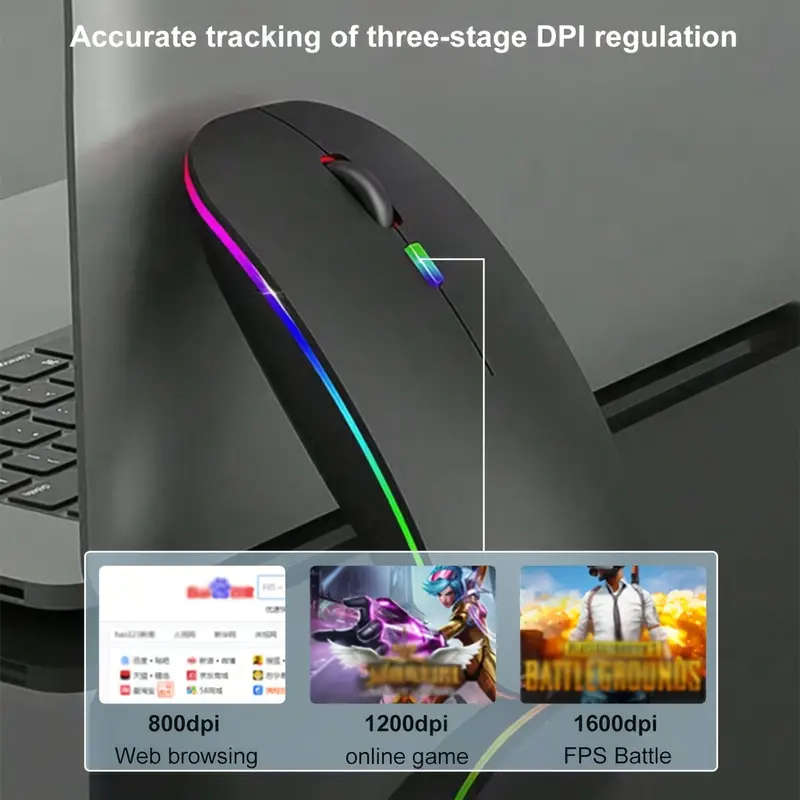 Wireless flashing RGB Mouse For PC/Laptop LED Backlight (Black)