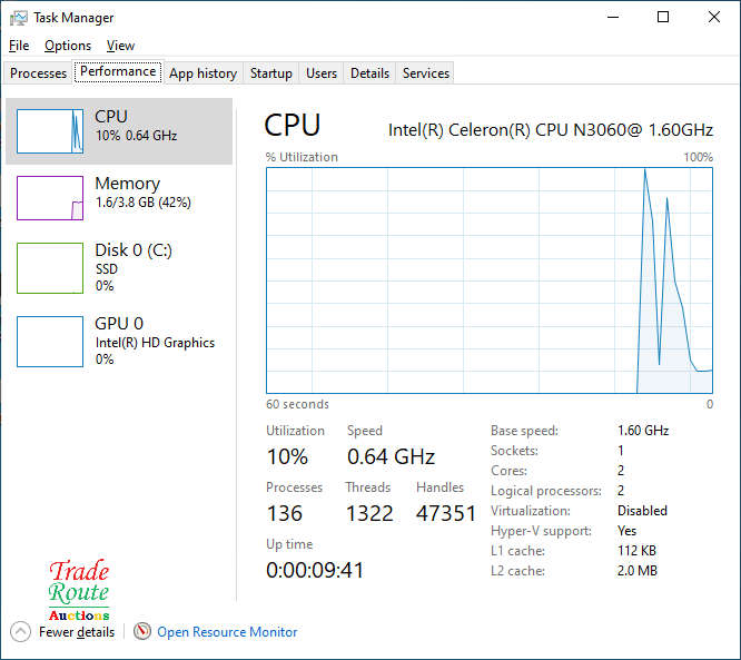 HP 250 G5 Notebook 15.6 Inch | Intel Celeron N3060 1.6GHz | 4GB RAM | 120GB SSD - FAULTY BATTERY