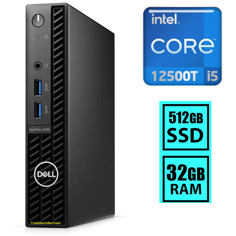 DELL OptiPlex 3000 Micro Tiny PC Core i5-12500T 12th Gen - 32GB RAM -  512GB SSD - Win 11 Pro