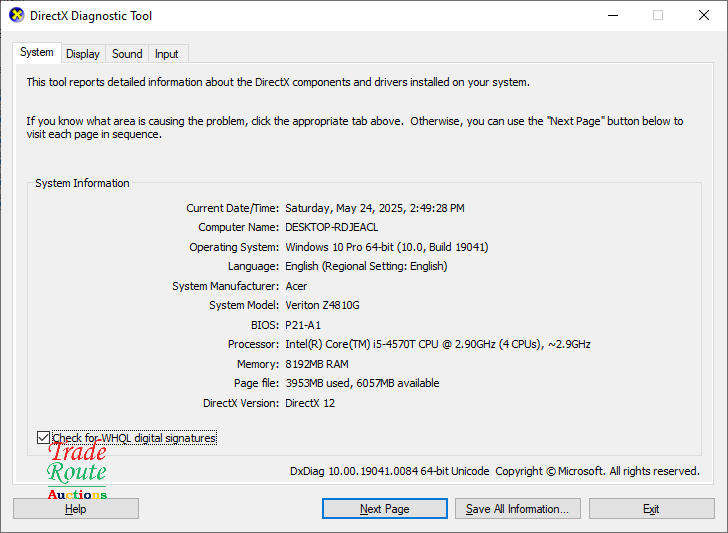 Acer Veriton VZ4810G Core i5 All in One PC -  8GB RAM 1TB HDD