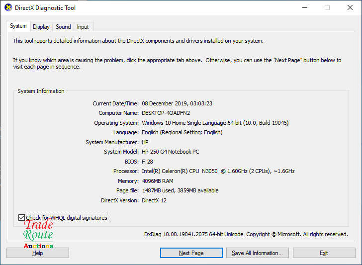 HP 250 G4 Laptop 15.6 Inch | Intel Celeron N3050 1.6GHz 4GB RAM 500GB HDD - Faulty Battery