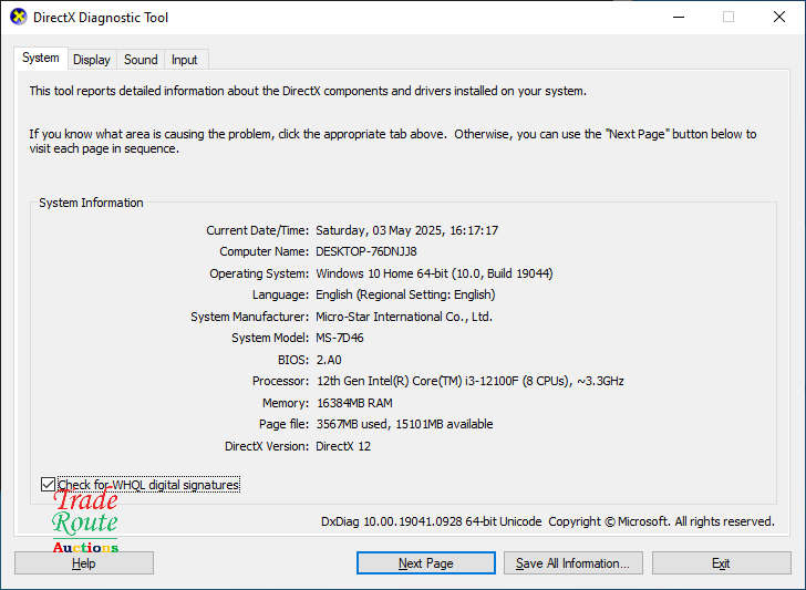 Evetech MSi Gaming PC Core i3 12th Gen 16GB RAM NVIDIA GeForce GT 710 Graphics Card