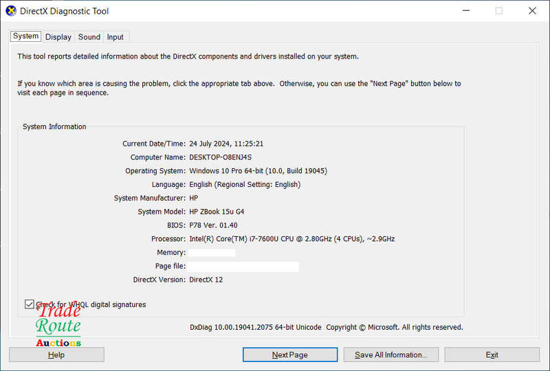 HP ZBook 15u G4 15.6inch Laptop ENGINEERING | Core i7 7600U 2.9Ghz | 16GB RAM | 256GBSSD + 500GB HDD