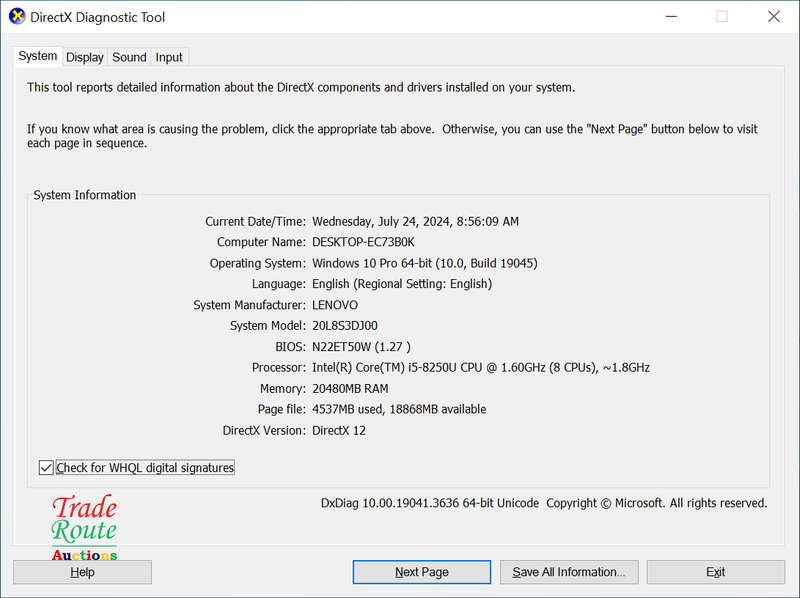 LENOVO THINKPAD T480s Laptop | CORE i5 8250U 8th Gen 1.6GHz | 20GB RAM | 512GB SSD - Faulty Battery