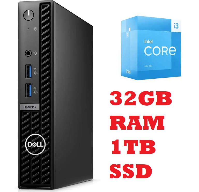 Dell OptiPlex 7010 MFF Desktop Mini PC Core i3-13100T 13th Gen Processor 32GB RAM 1TB SSD
