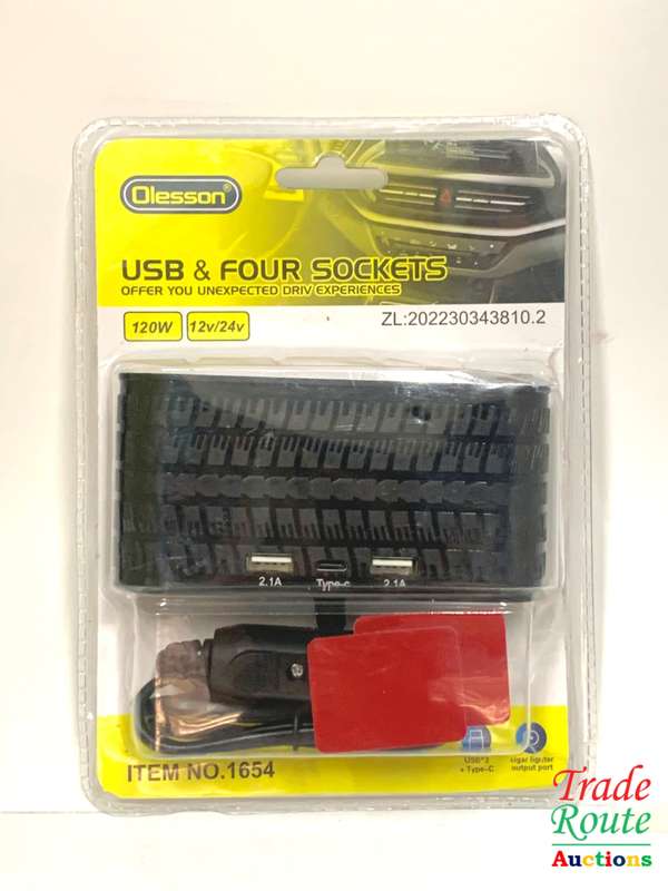 Olesson 120w 12v/24v USB & 4 Way Socket Power Adapter