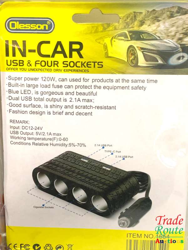 Olesson 120w 12v/24v USB & 4 Way Socket Power Adapter