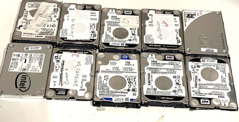 10 X HDD SSD LOT  - Salvage Stock - 1 bid gets all 10 - for Spares