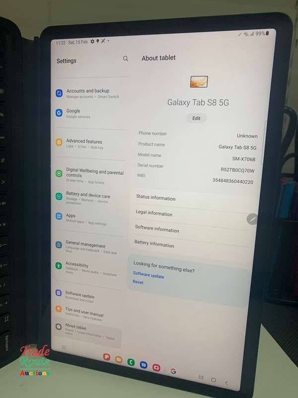 Galaxy Tab S8 SM-X706B 256GB 11-inch 5G Tablet - Tiny chip