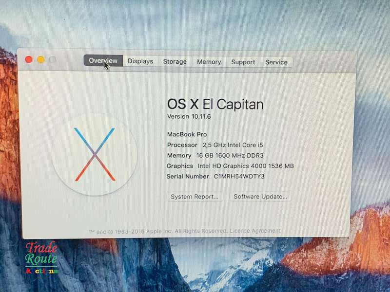 Apple MacBook Pro 13.3-inch  | Core i5 2.5GHz | 16GB RAM | 250GB SSD