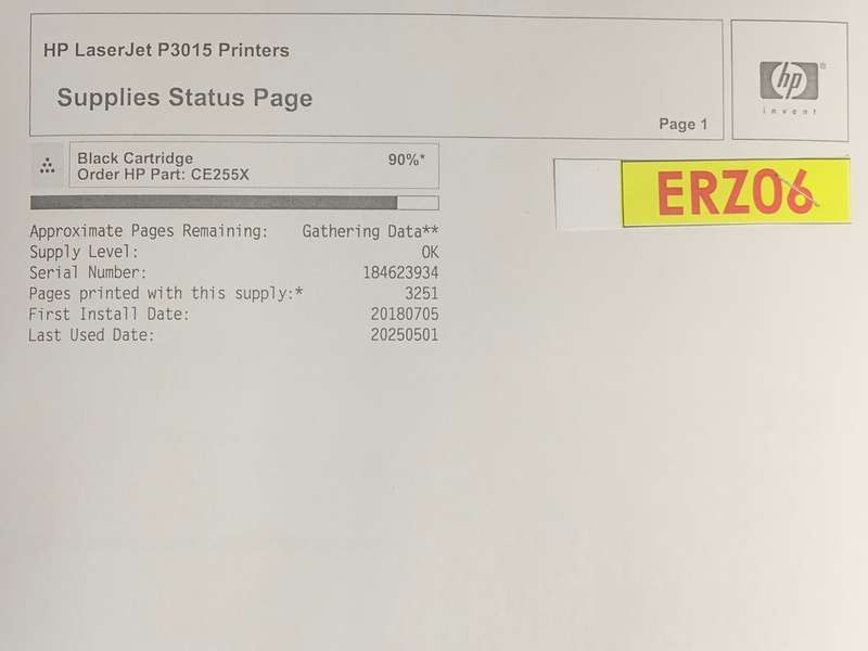 HP Laser Printer LaserJet Enterprise P3015  Printer - 90% Toner Left