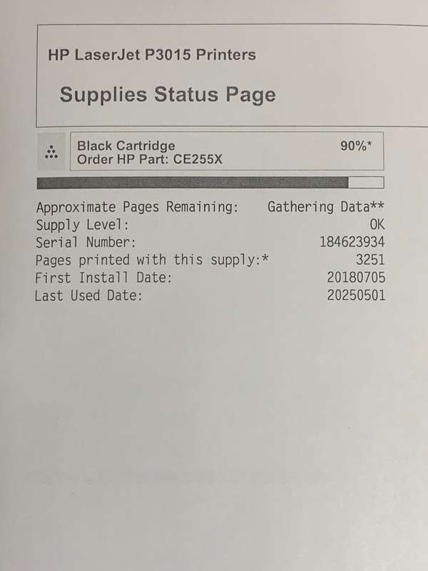 HP Laser Printer LaserJet Enterprise P3015  Printer - 90% Toner Left
