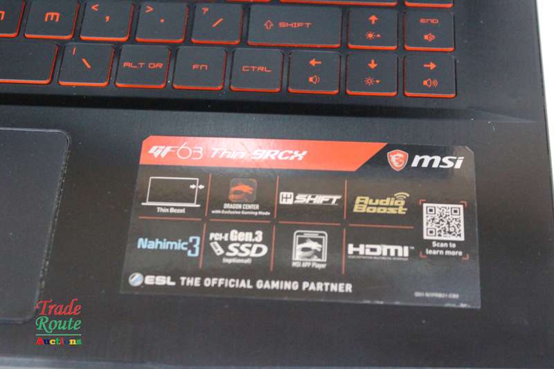 MSI GF63 THIN 9RCX 15.6" Gaming Laptop, Intel Core i7-9750H, NVIDIA GeForce GTX 1650 Ti 4GB Graphics