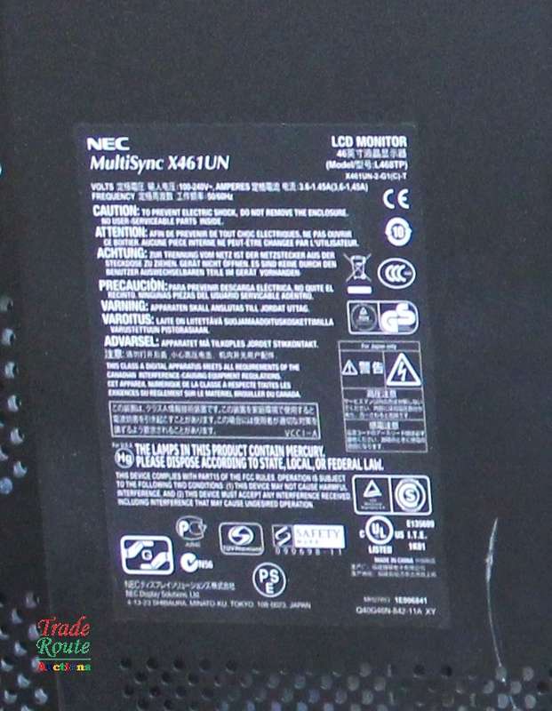 NEC 46-inch MultiSync X461UNV LCD Monitor - Cracked LCD for Spares Salvage