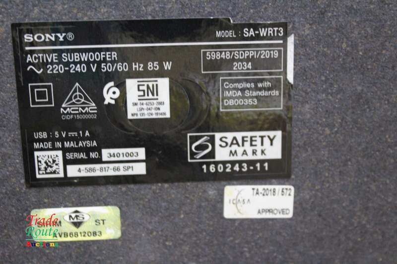 Sony SA-WRT3 Active Bluetooth Subwoofer Black with Remote (Powers ON)