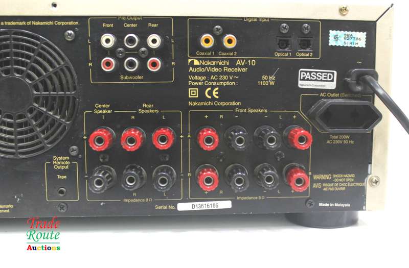 Nakamichi AV-10 AV Receiver - Powers on / No Sound Salvage Stock Faulty