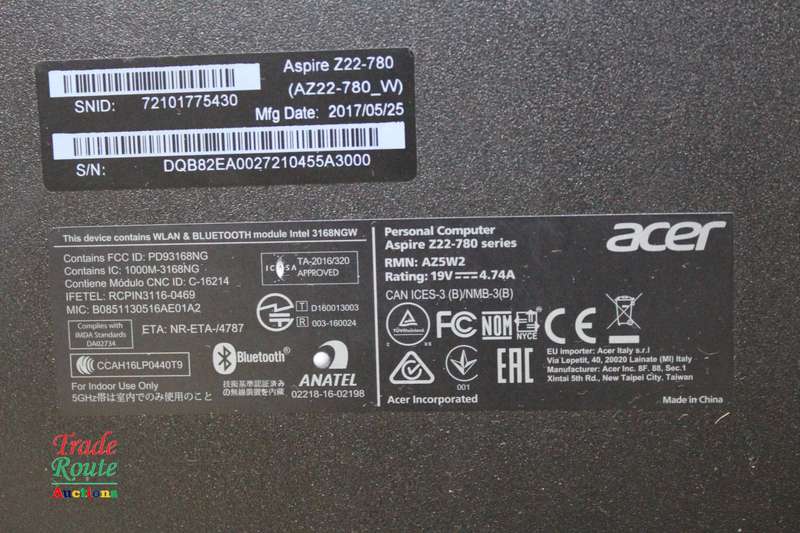 Acer Aspire Z22-780 All in one PC - Intel Core i3-7100T 3.4Ghz 8GB RAM - 1TB HDD