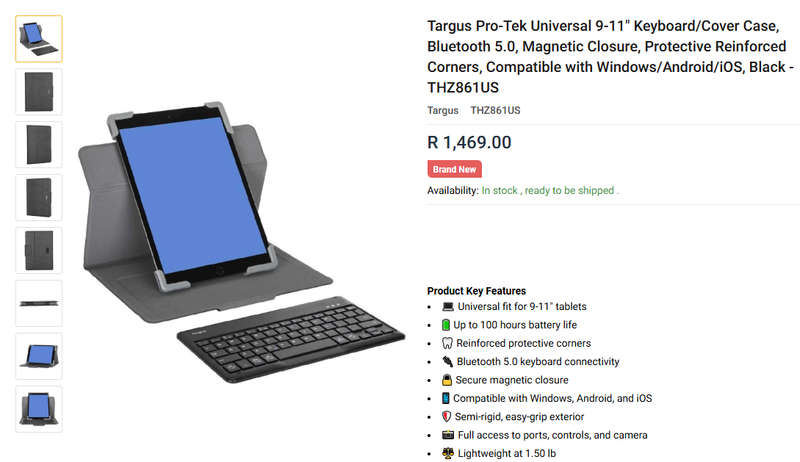 Targus Pro-Tek Universal 9-11" Keyboard Cover Case Bluetooth 5.0 Magnetic Closure