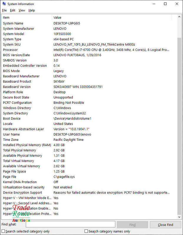 Lenovo M900z AIO All-in-One PC (ThinkCentre) - Type 10F5  - Core i7 24 inch Screen