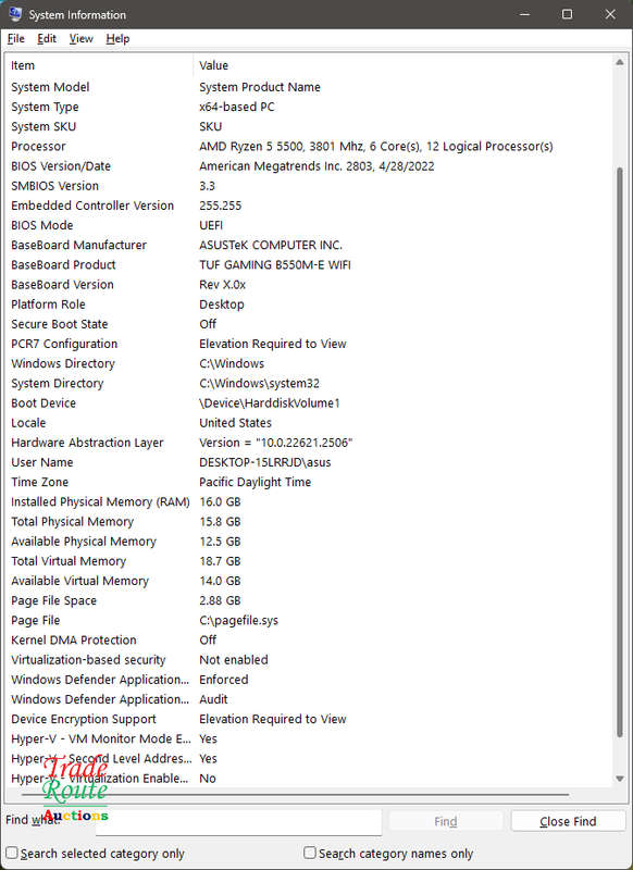 Tuf Gaming PC AMD Ryzen 5 5500 16GB RAM 512GB SSD AMD Radeon RX 6500 XT 4GB GDDR6 graphic card