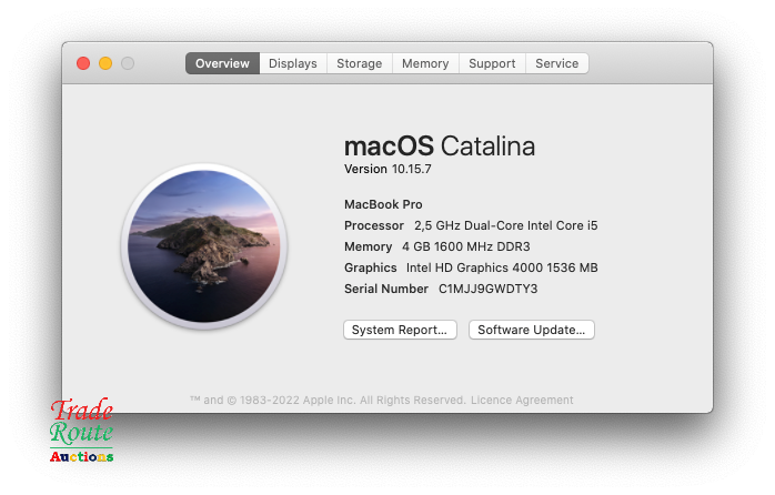 Apple MacBook Pro 13.3-inch  | Core i5 2.5GHz | 4GB RAM | 240GB HDD Damages to Plastic cover in back