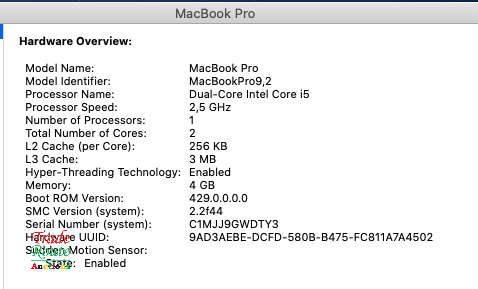 Apple MacBook Pro 13.3-inch  | Core i5 2.5GHz | 4GB RAM | 240GB HDD Damages to Plastic cover in back