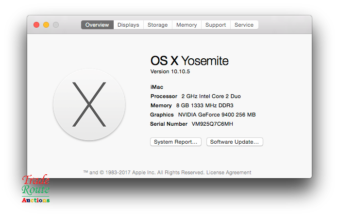 iMac 20-Inch `Core 2 Duo` 2.0Ghz - All in One COMPUTER Desktop - 8GB RAM - 160GB HDD