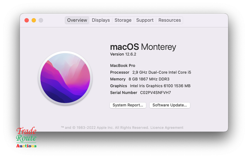 MacBook Pro 13.3-inch * macOS Monterey ** RETINA ** Core i5 2.9GHz | 8GB RAM | 500GB SSD