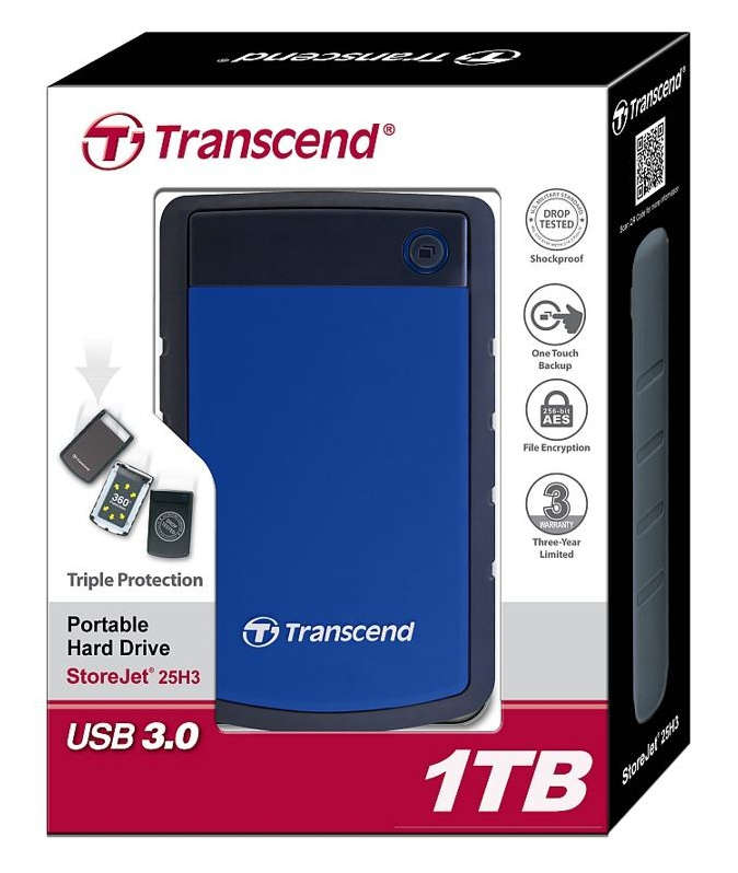 1TB External HDD - Transcend StoreJet 25H3 ** NEW OPEN BOX **