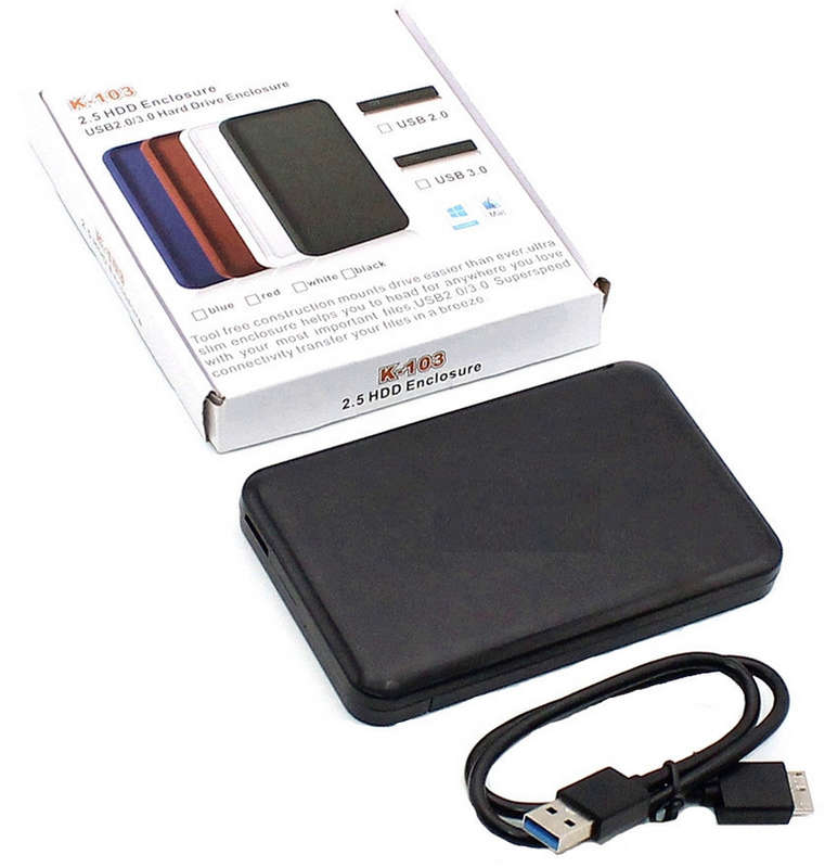 USB 3.0 SATA External Hard Drive Case 2.5 Inch Enclosure Caddy for HDD SSD [Black]
