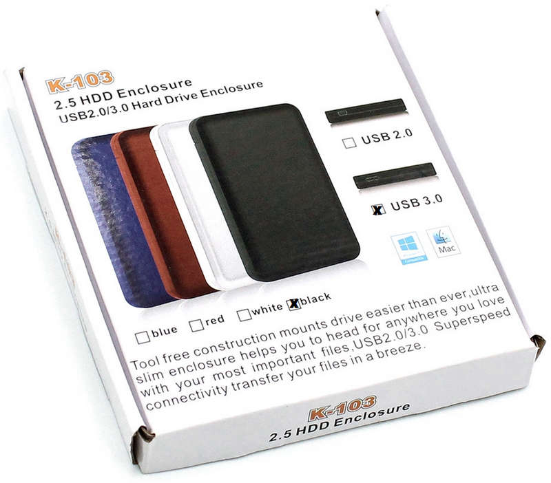 USB 3.0 SATA External Hard Drive Case 2.5 Inch Enclosure Caddy for HDD SSD [Black]