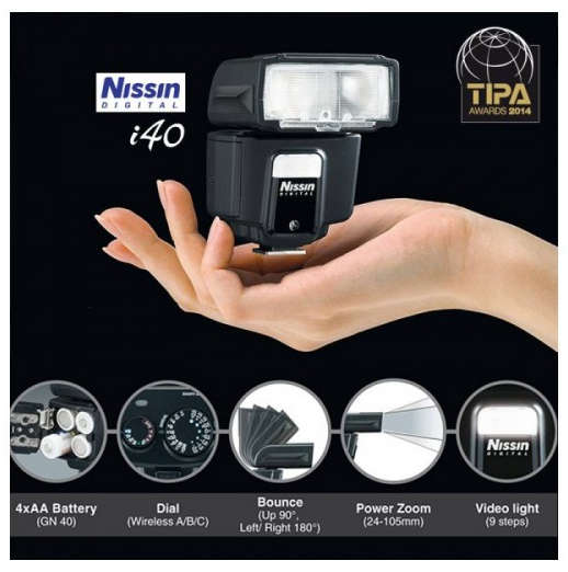 Nissin i40 Flash for Fujifilm Mirrorless Digital cameras Flash works with X-T4, X-T3, X-T2, X-T1 etc