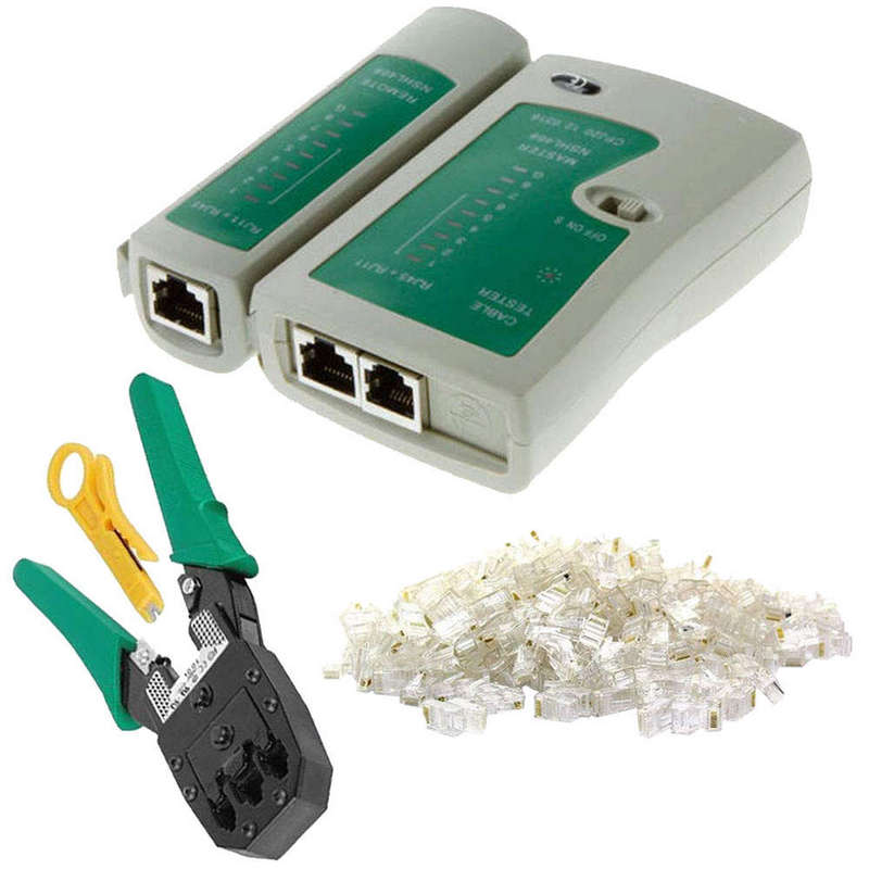 4 in 1 Network Cable Tester Detector Crimping Tool Set with 10 x RJ45 plugs