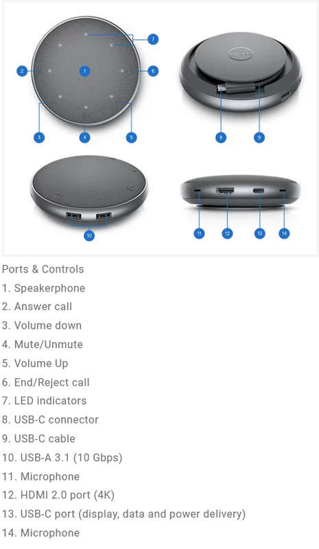 DELL MH3021P Type-C Multi Adapter with Conference Speakerphone
