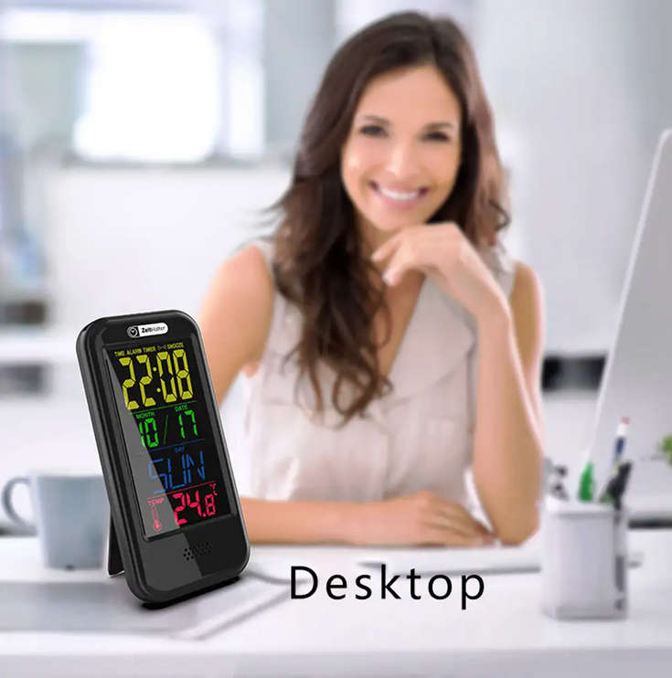 Colorful Screen LCD Alarm Clock Thermometer Calendar
