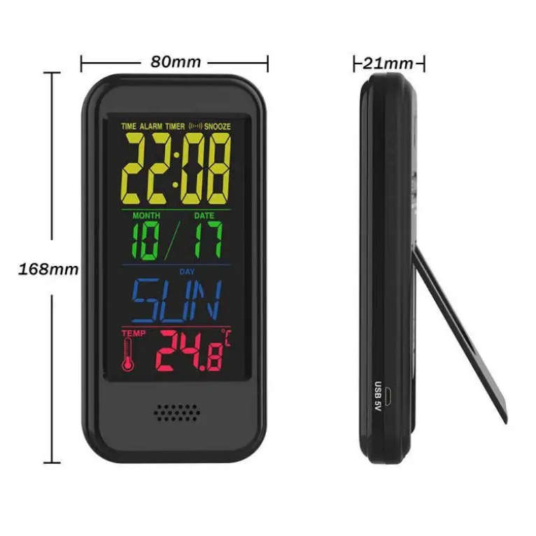 Colorful Screen LCD Alarm Clock Thermometer Calendar