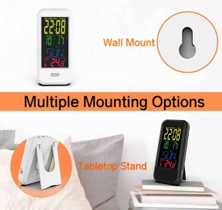Colorful Screen LCD Alarm Clock Thermometer Calendar