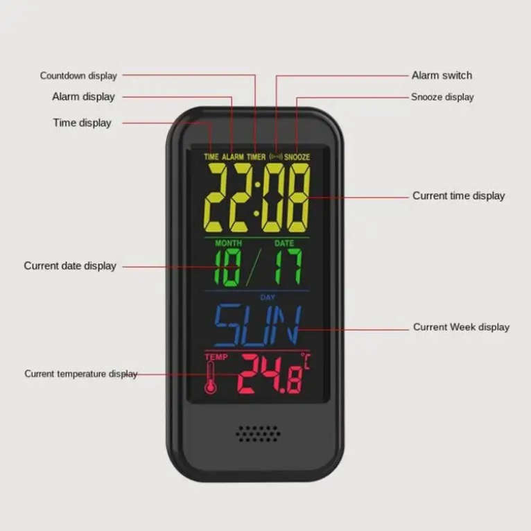 Colorful Screen LCD Alarm Clock Thermometer Calendar