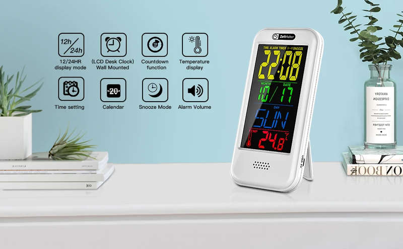 Colorful Screen LCD Alarm Clock Thermometer Calendar